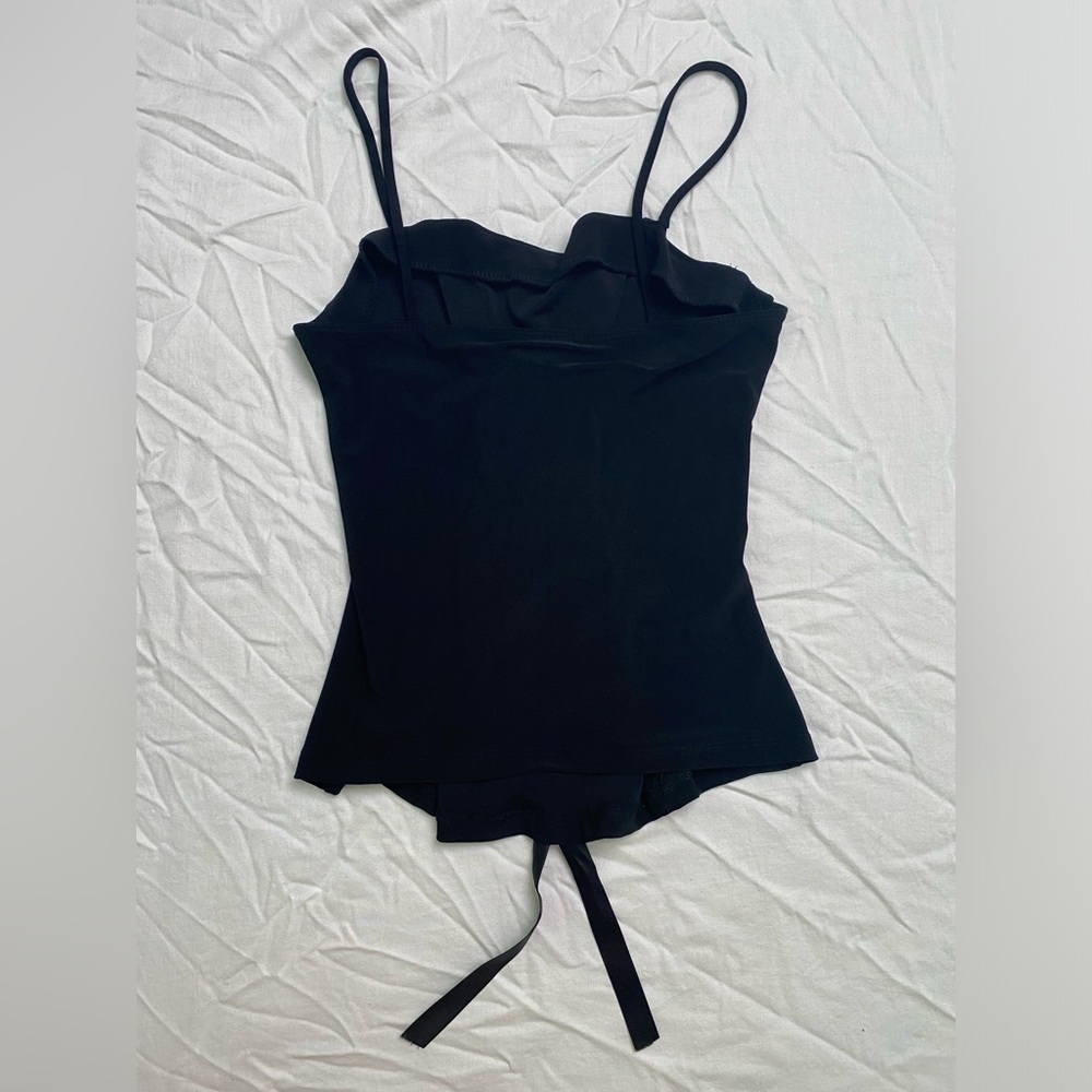 Rave medium Black Vintage Made in USA Strappy Front Top - Picture 10 of 11